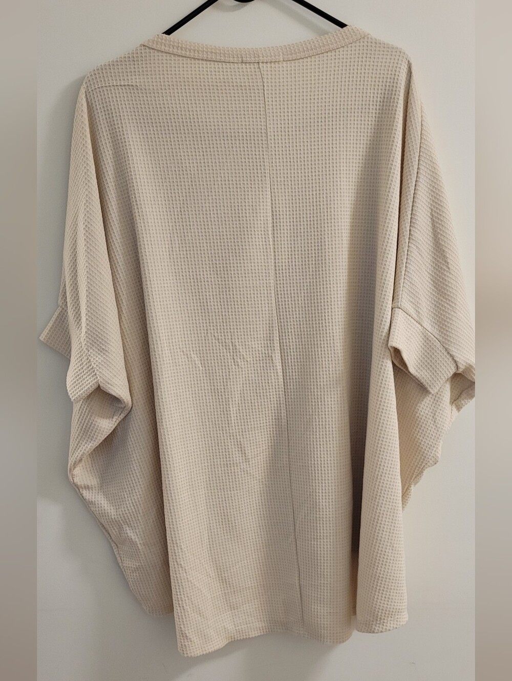 ANDREE BY UNIT Oversize Cream Waffle-Knit Kimono Sleeve Sleeve Top Size Sm/med - Picture 4 of 4